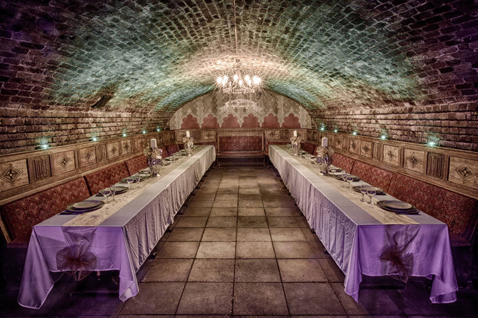 Ivory Vaults decorated dining bay — atmospheric vaulted venue space